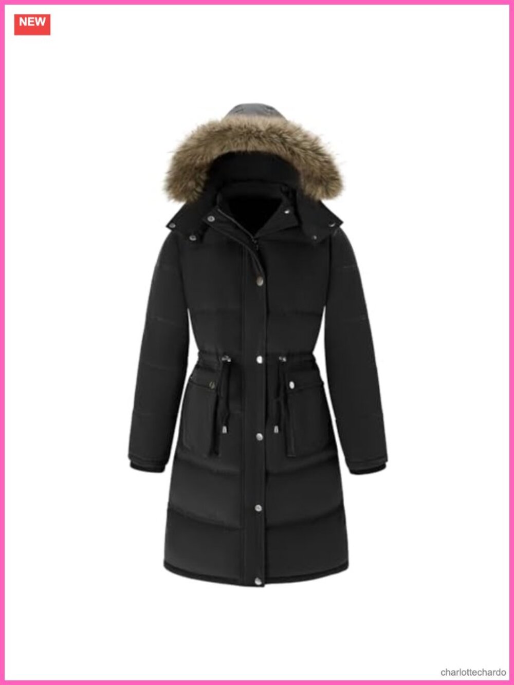 Long Puffer Jacket Warm Parka Water Repellent Down Coat Fur Hood
